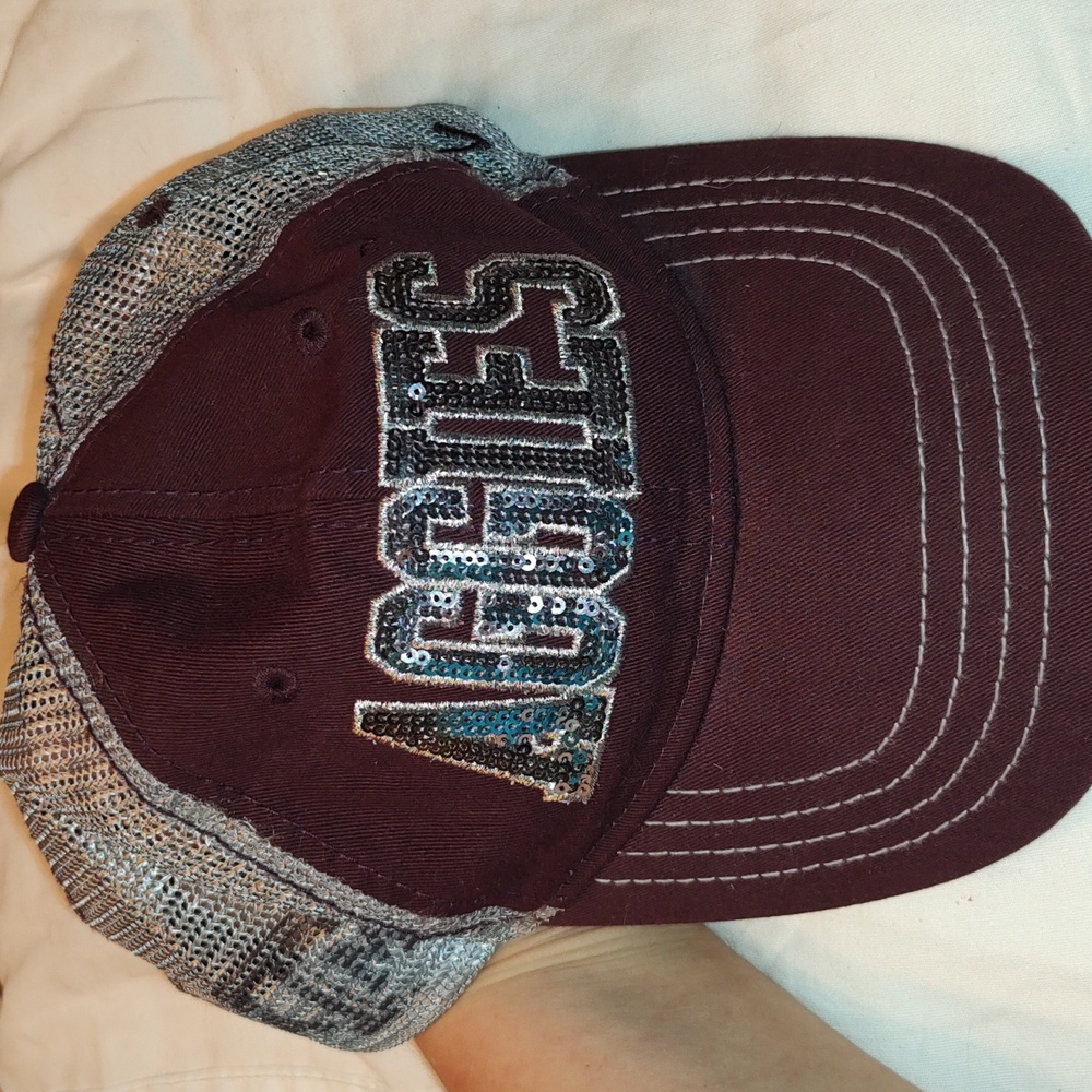 Sequined Texas A&M trucker style adjustable baseball cap